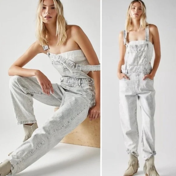 We the Free Ziggy Railroad Stripe Overalls Size S 100% cotton - Picture 2 of 10